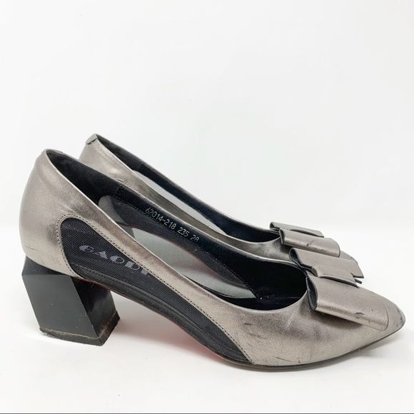 Gaodi Vintage Metallic Silver Block Heels Size 7 - Picture 2 of 10